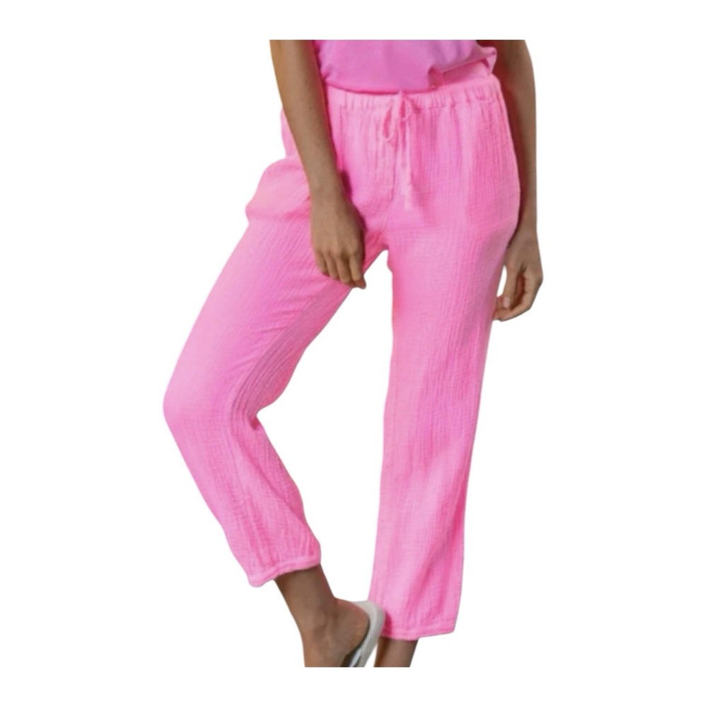 Honorine Harper Pants Medium Women's Pink Gauze Tapered Beach Casual Lounge